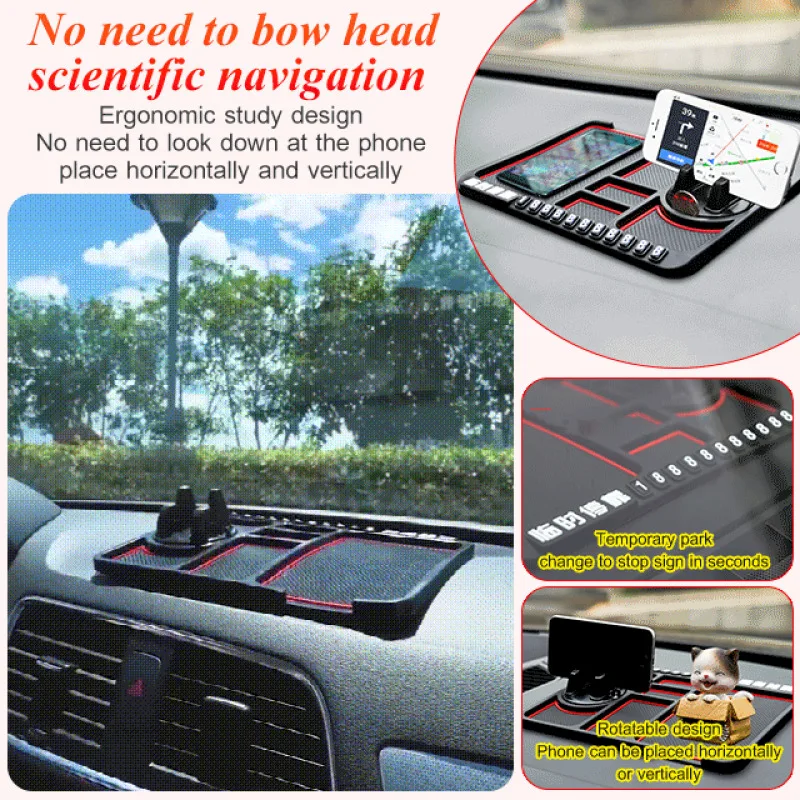 Car Phone Holder Anti-slip mat bracket mobile phone car Genuine  Navigation Storage Cushion Temporary Parking Number Plate