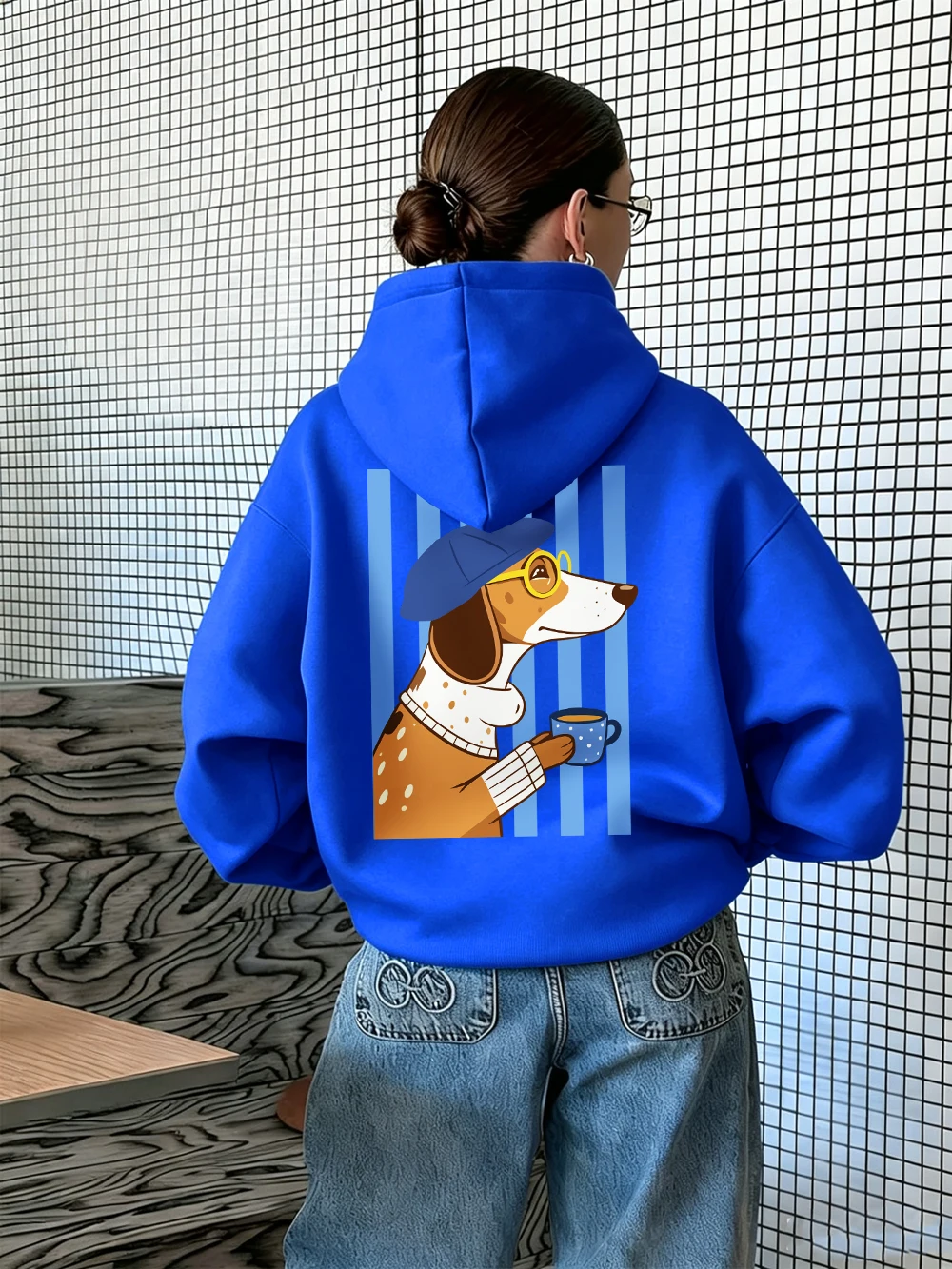 Dachshund-Hundemotiv Hoodies Damen Lässige Lose Pullover mit Taschen Sportliche Jogging-Sweatshirts Winter Fleece Warme Damenkleidung – Detail 21