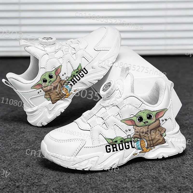 

Popular Grogu Print Boys Girls Youth Student Sneaker Rotating Button Fashion Simple Arch Support Comfortable Shoes Kids Gift