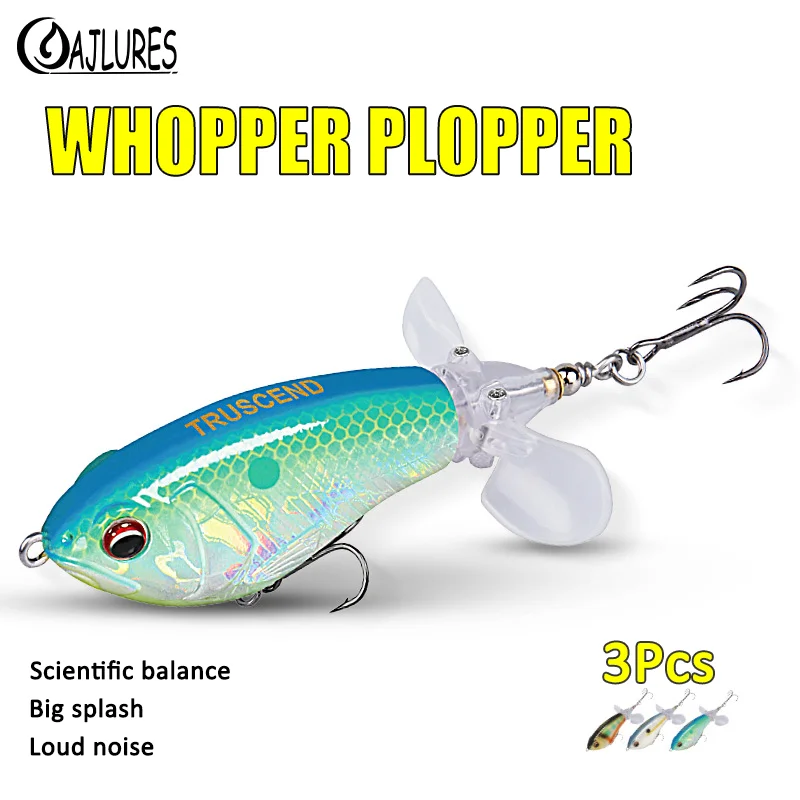 

1Pcs Topwater Whopper Plopper Fishing Lure 9g 18g Trolling Artificial Hard Bait Rotating Tail Catfish Bass Fishing Tackle