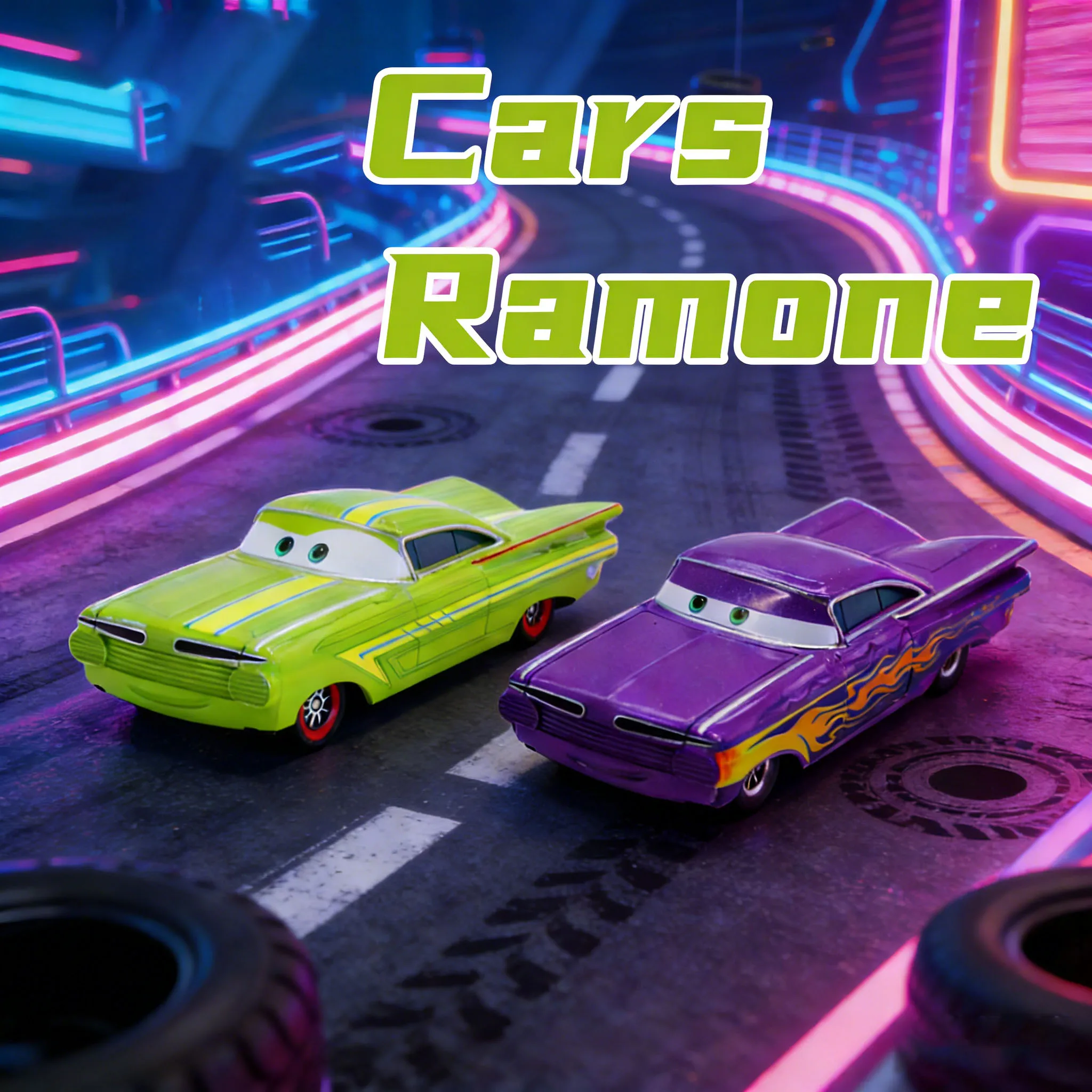 

Модель автомобиля Ramone: Классический маслкар в стиле мультяшного персонажа, редкая коллекционная металлическая литая игрушка для мальчиков