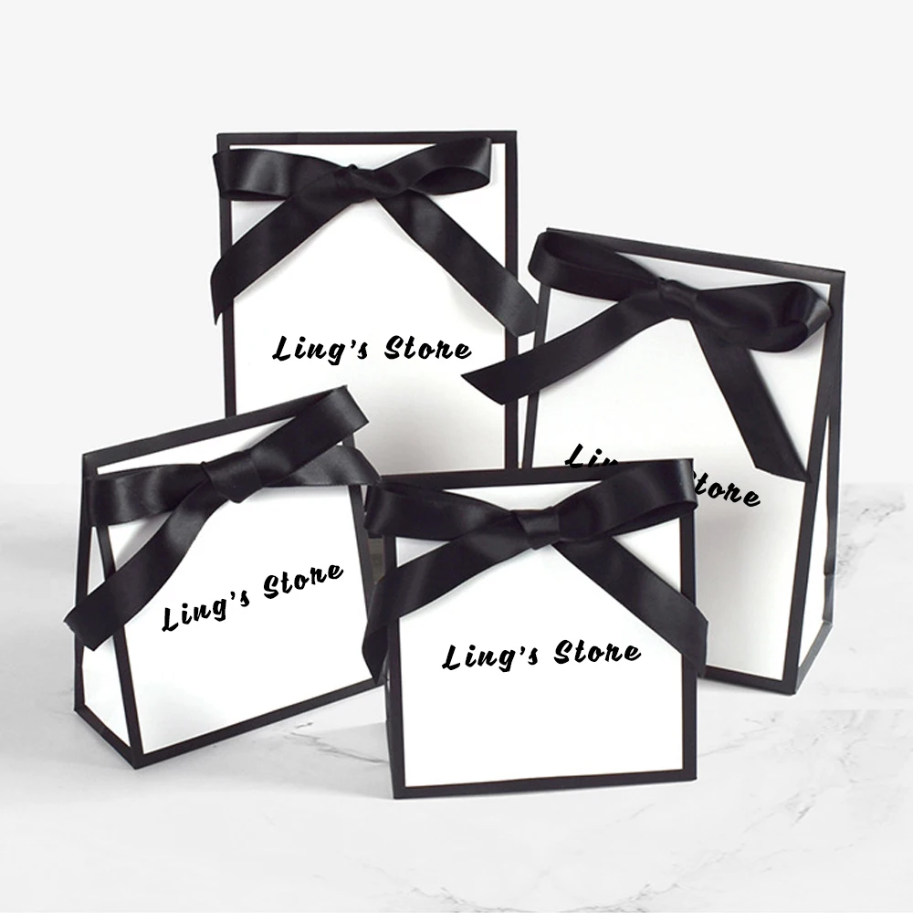 50Pcs 사용자 정의 로고 보석 선물 가방 부티크 포장 종이 Bowknot 핸드백 화장품 향수 반지 귀걸이 팔찌 보관 주머니