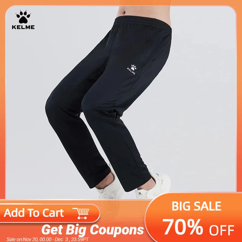 

Футбольные тренировочные брюки KELME, мужские летние высокоэластичные повседневные Прямые спортивные брюки с завязкой на щиколотке для бега