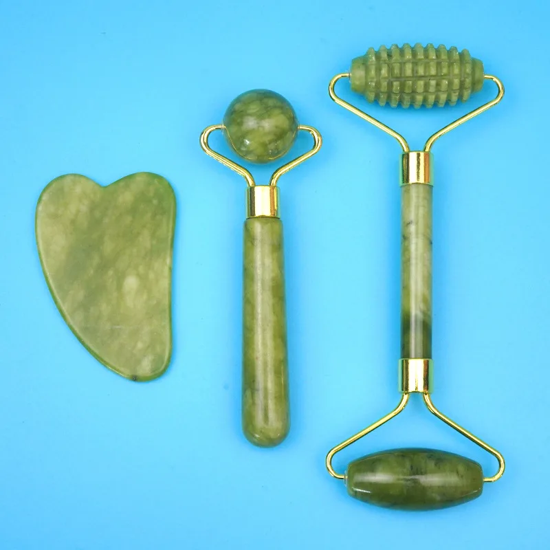 Guasha Natural Stone Massage Face Jade Roller Gua Sha Massage Tool Set for SPA Body visage rouleau de massage rouleau visage