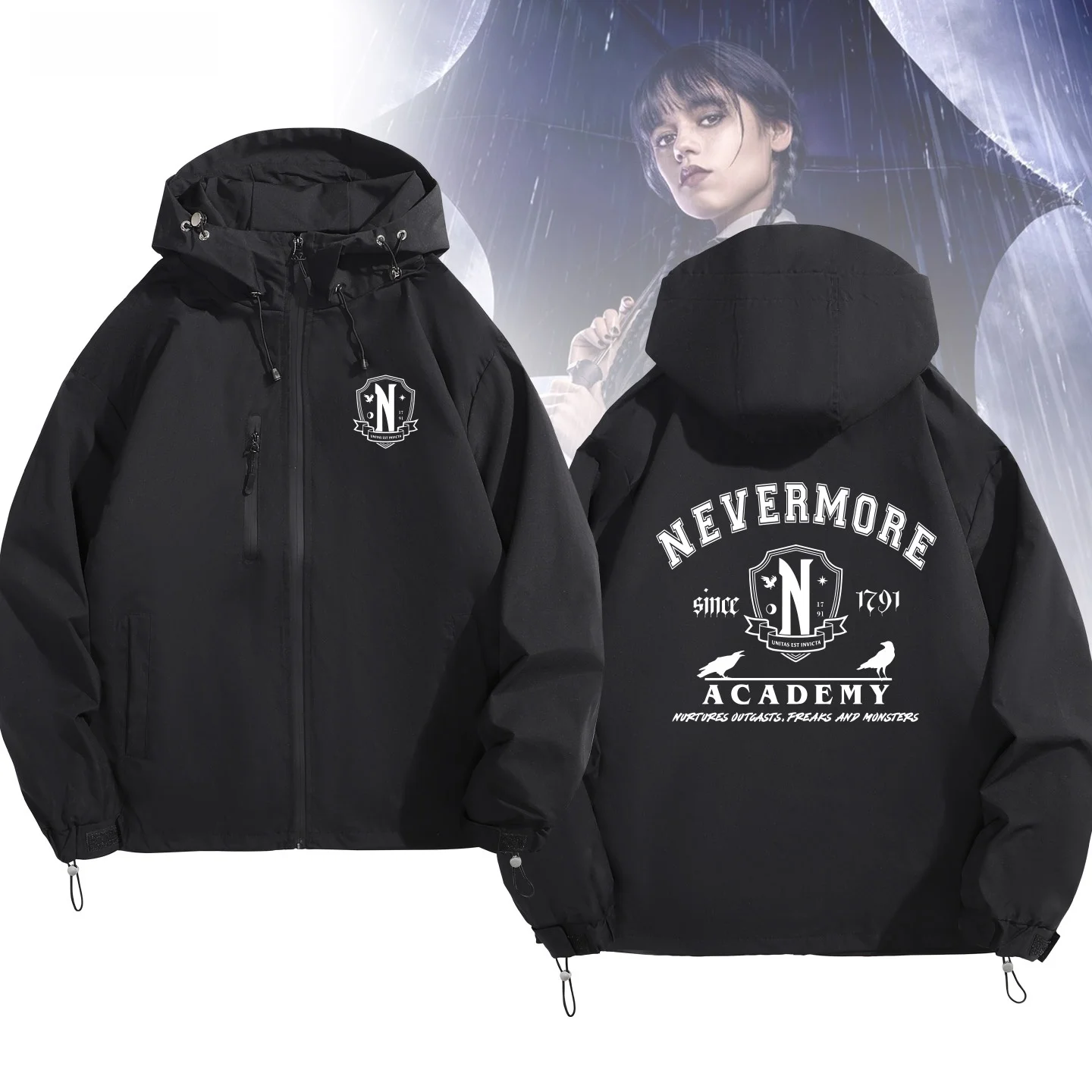 

Толстовка с принтом Wednesday TV, мужская и женская повседневная верхняя одежда из полиэстера, на молнии, стандартной длины