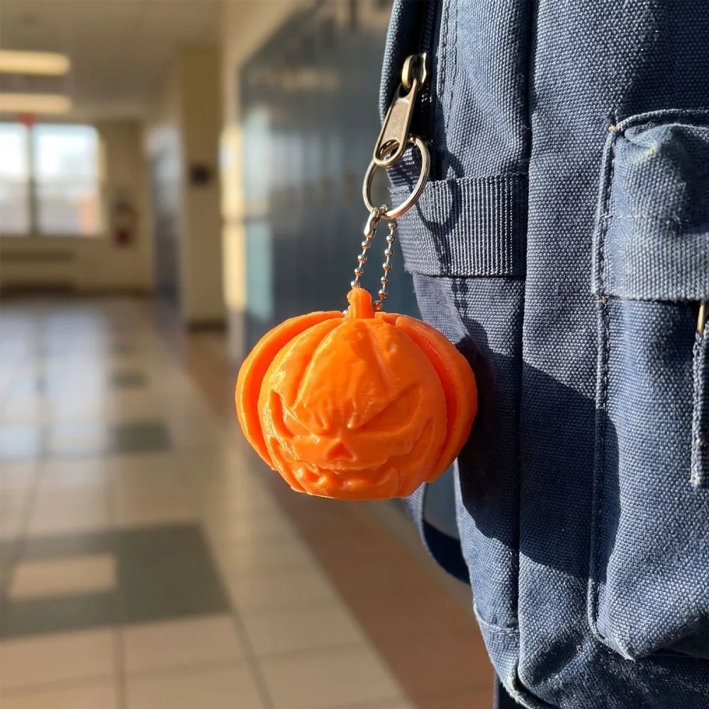 Novelty Halloween Pumpkin Keychain 3D Printed Gothic Style Ghost Witch Hat Pendant Mechanical Click Click Sound