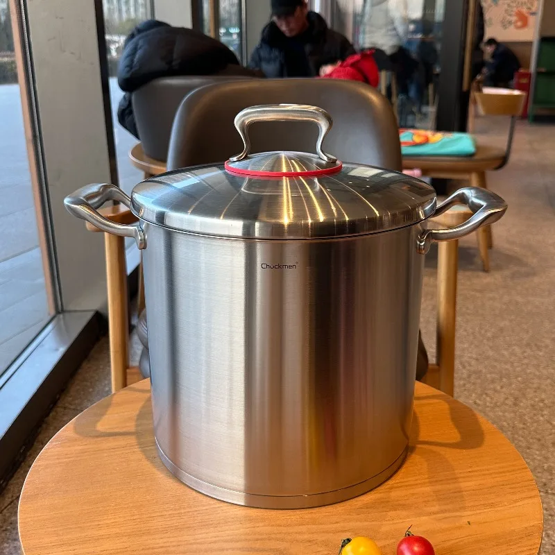 

Heavy-Duty Stainless Steel Stock Pot Thick Multi-Ply Bottom Soup Pot Large Capacity Cooking Pot for Commercial Stew Casserole