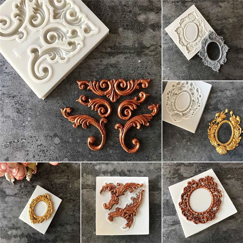 European Vintage Baroque Relief Silicone Fondant Lace Mold Gumpaste Chocolate Clay Candy Moulds Cake Border Decorating Tools