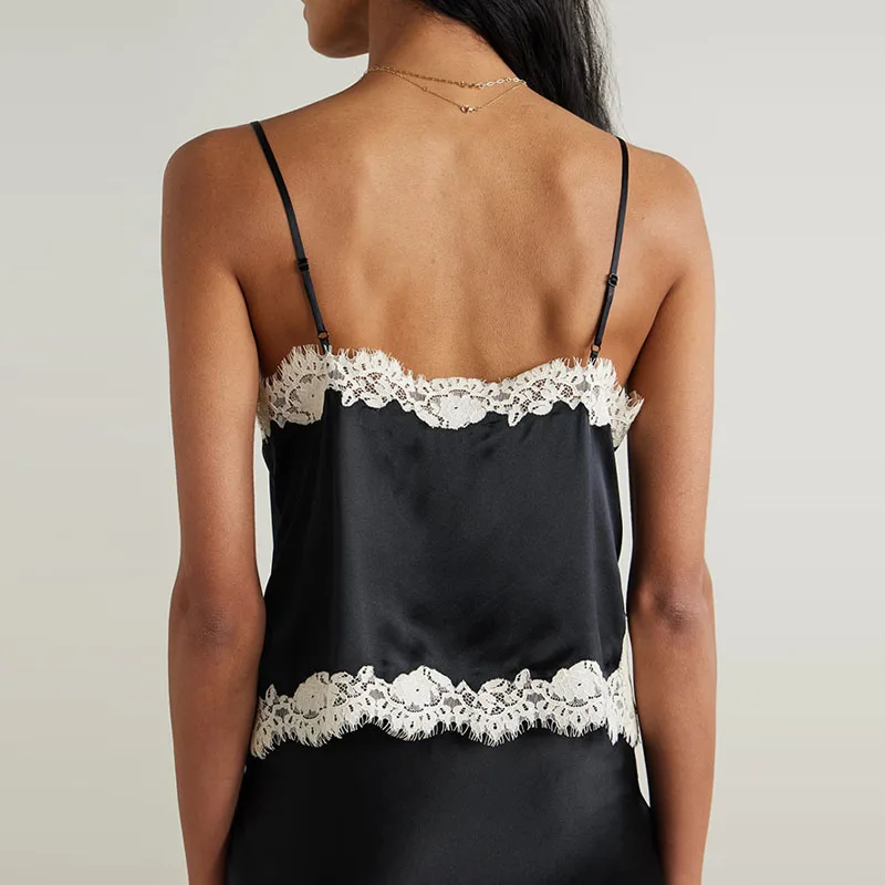 

Элегантный комплект женской одежды с вырезами, сексуальный комплект с кружевным краем, жилет и полуюбка, модные однотонные атласные комплекты домашней одежды