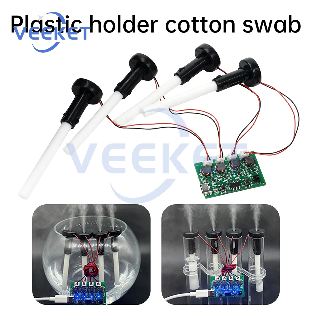 

DC 5V RF Infrared Remote Control Four-Jet Humidifier Module Atomization Control Board DIY Ultrasonic Atomizer Type C