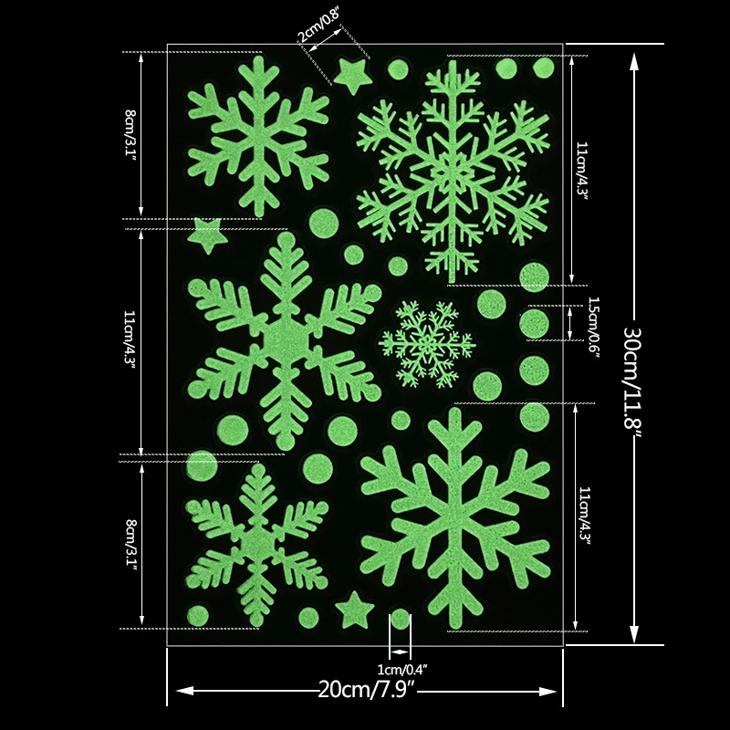 Merry Christmas Luminous Snowflake Snowman Window Sticker Xmas New Year Wall Stickers Kids Room Wall Decals