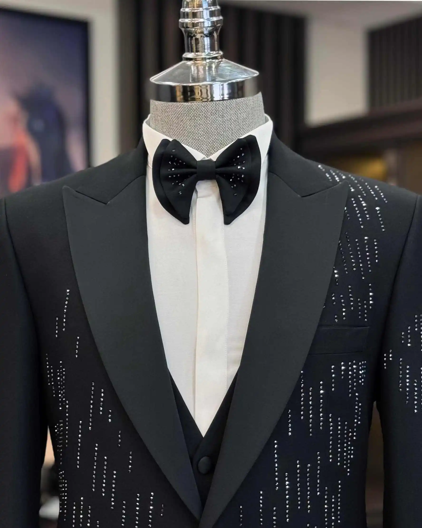 Trajes de cristales bonitos para hombres, 2 piezas, solapa en pico, chaqueta de un solo pecho, Blazers, ocasiones de negocios, hechos a medida