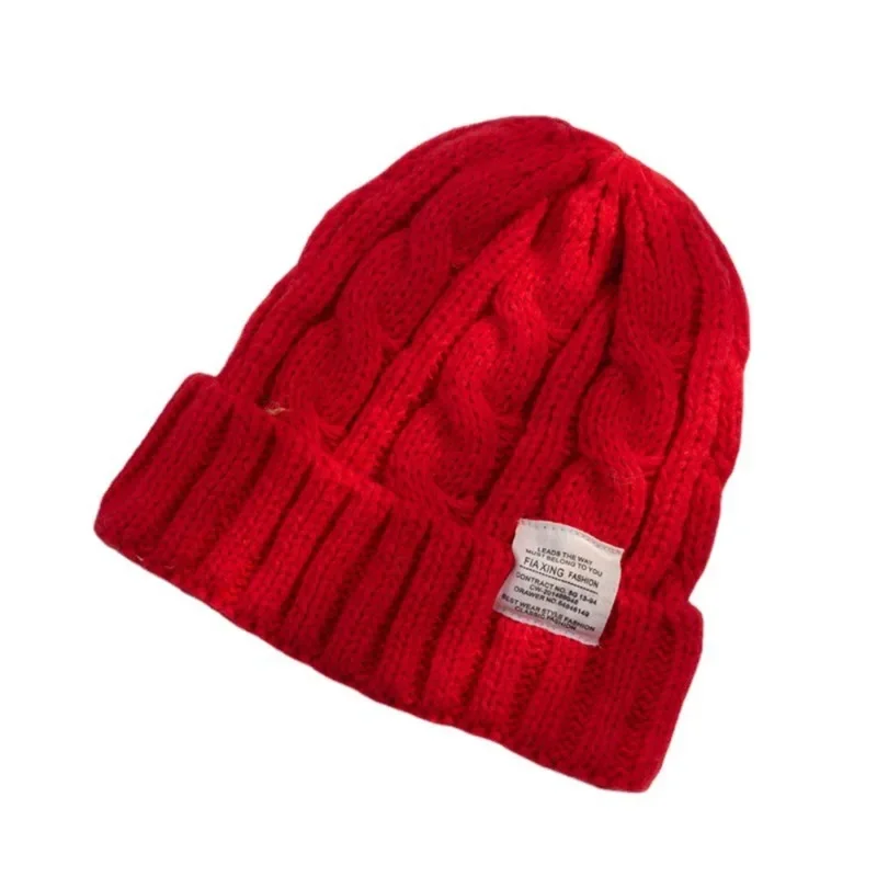 Gorro de punto de hilo Unisex, gorros de invierno para mantener el calor, gorro femenino, gorro de Color sólido para mujer, gorro para pareja,