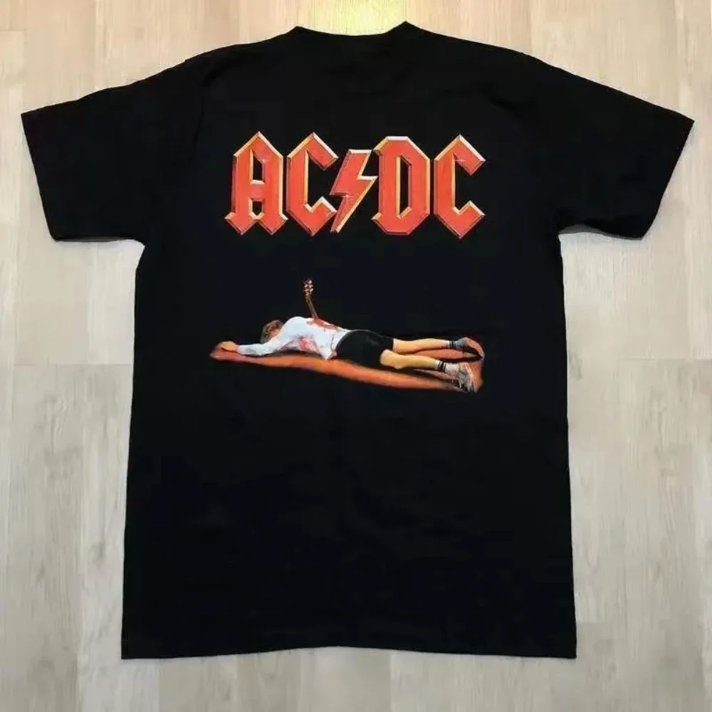 

New ACdc Rock Band Cotton Printed Singer Women Men T-shirt High Quality Round Neck Breathable Y2K Short Sleeve 2025 Fan Top
