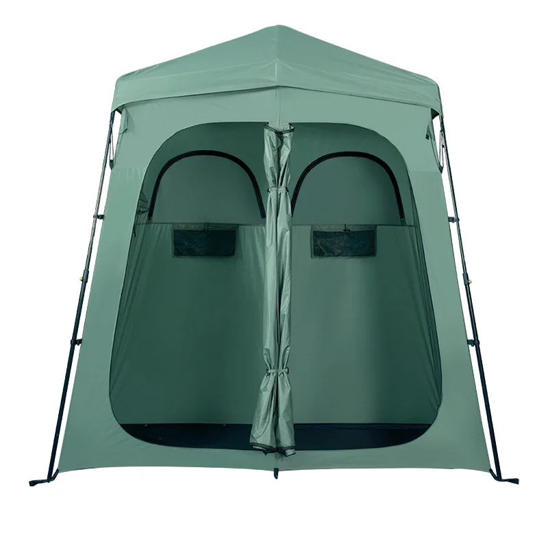 Camping shower tent removable toilet and bathroom unit exterior treatment