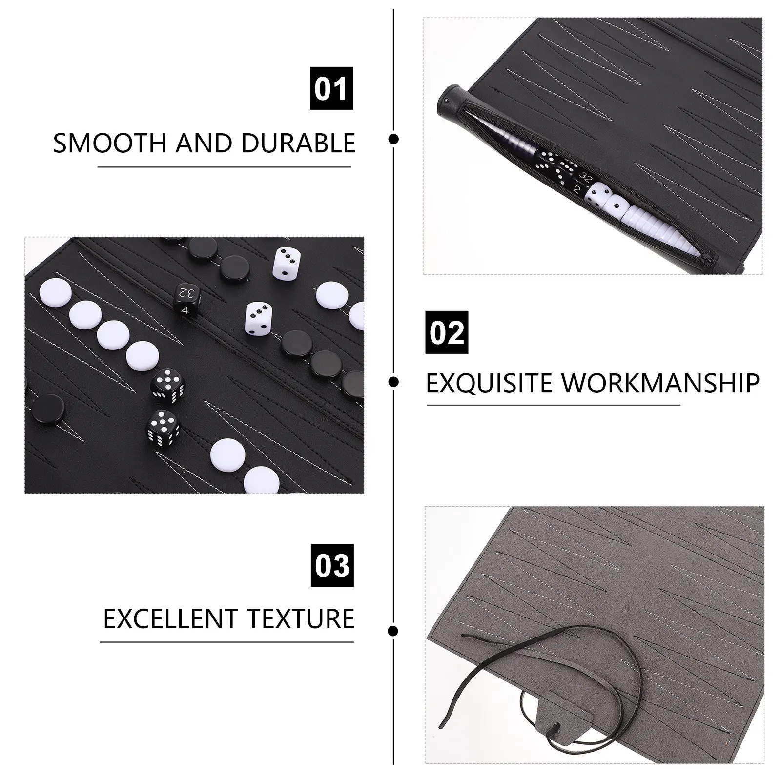 

1Pcs PU International Chessboard Smooth Texture Foldable Backgammon Board Compact Chess Game Part for Kids Adults