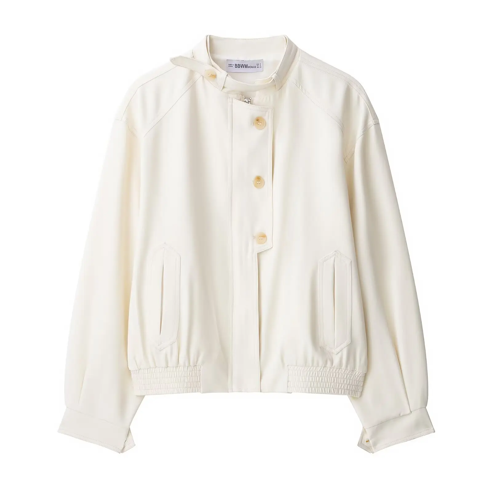 سترة نسائية كاجوال بأكمام طويلة وجيب بأزرار وسحاب + بنطلون فضفاض عالي الخصر مكون من قطعتين