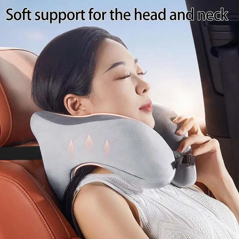 Almohada de viaje suave en forma de U, cojín Cervical de espuma viscoelástica para cuello y avión, novedad de 2024