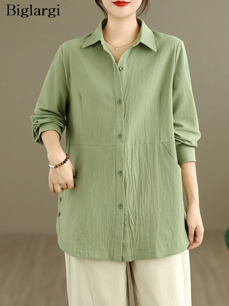 

Oversized Autumn Shirts Women Long Sleeve Casual Fashion Ladies Blouses Loose Pleated Woman Shirt Tops