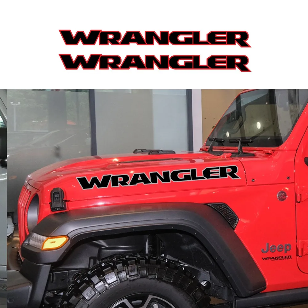 2PCS Car Hood Cover Engine Stickers For Jeep Wrangler JK JL TJ YJ Unlimited Sahara DIY Tuning Accessories Vinyl Bonnet Decals