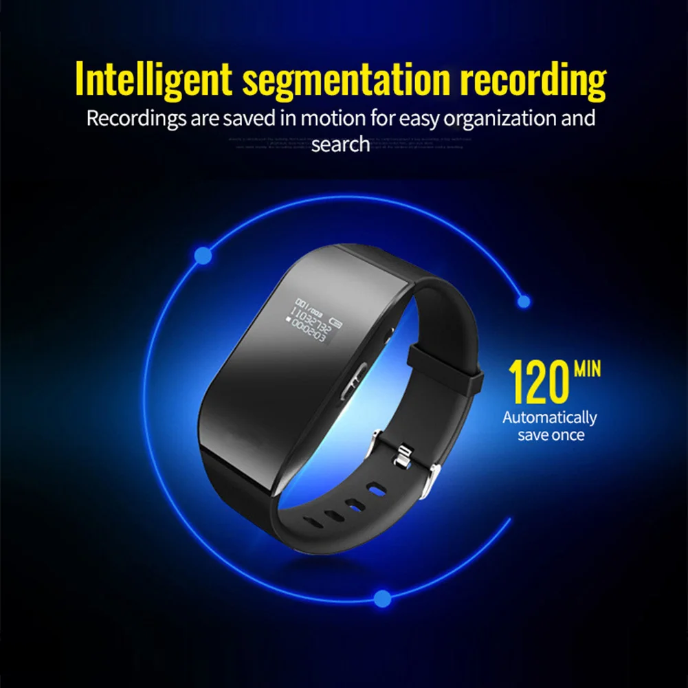 Mini Reloj Grabador de Voz de 4-32GB, Pulsera con Reducción de Ruido, Grabación de Sonido, Memoria USB, Dictáfono