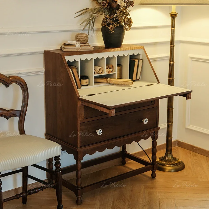 Solid wood dresser secretary cabinet household retro style