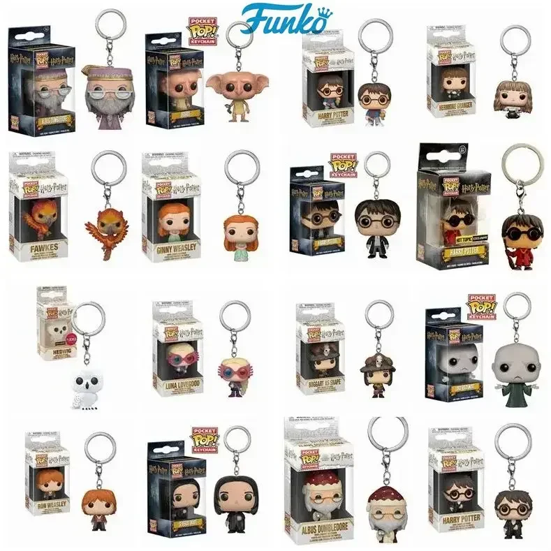 Funko POP Keychain Toy Hermione Granger Dobby Dumbledore Malfoy Ginny Ron Hedwig Snape Voldemort Luna Pocket Pop Key Ring Toy