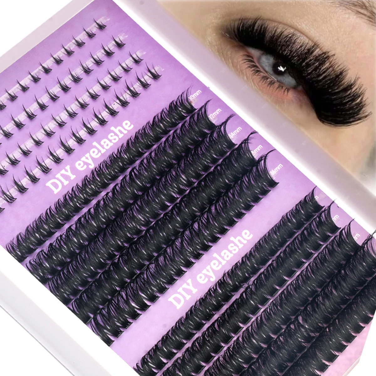 HBZGTLAD 14-reihiger 30D-100D 5D Flauschiger und dicker Wimpernkamm 10-16mm mit Unterwimpern-Mischfunktion, intelligenter persönlicher Wimpernverlängerungskamm