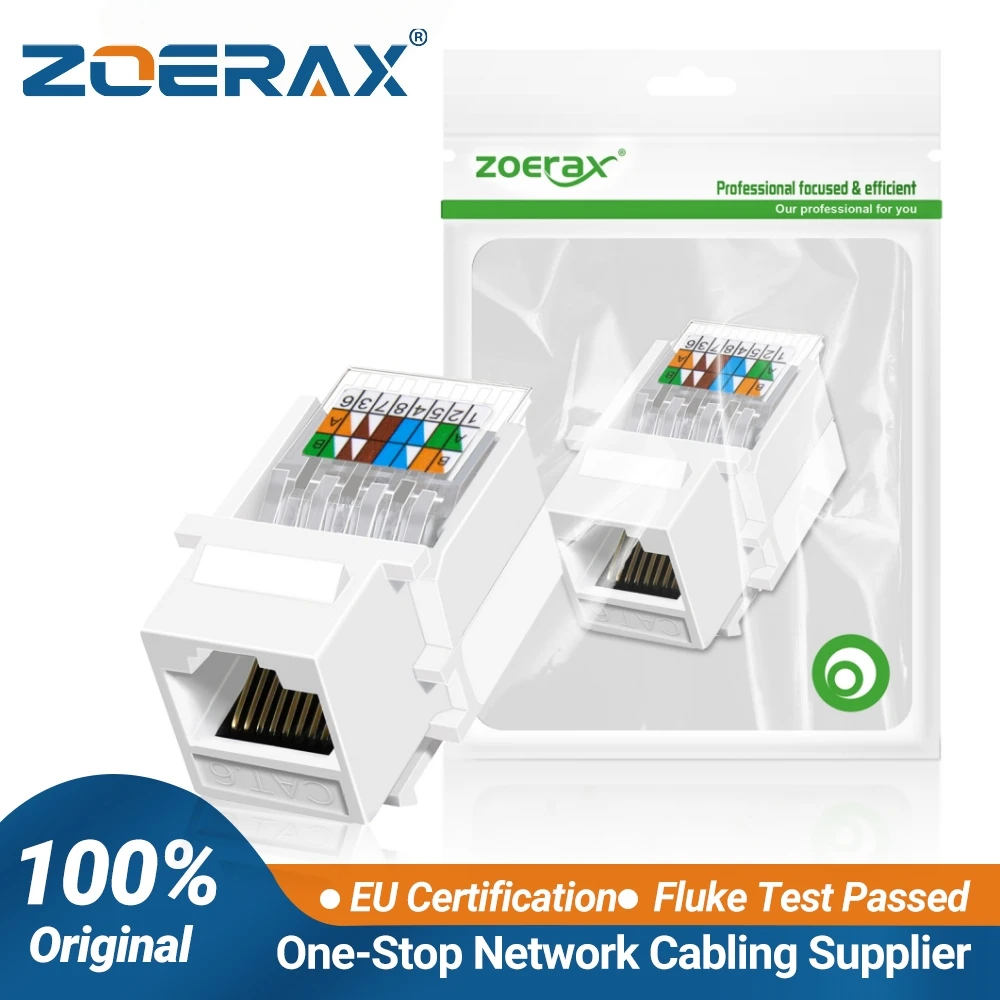 ZoeRax Cat6 RJ45 Tool-Less Keystone Ethernet Module Female Jack Network Punch Down Connector (Not Compatible with Patch Panel)