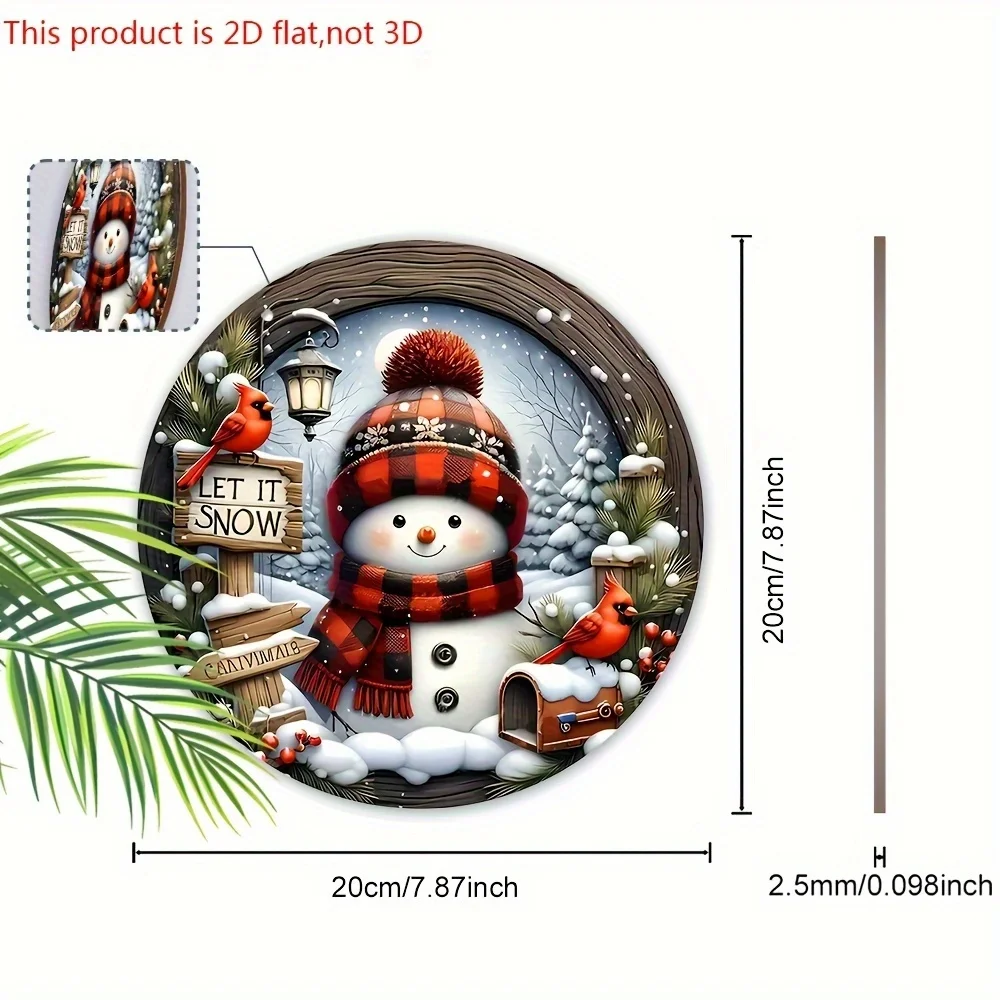 2D Flat, 1pc Christmas Snowman Cardinal Wooden Sign - Christmas Figurine Ornaments for Front Door Wall Hanging Decor Ideal Chris