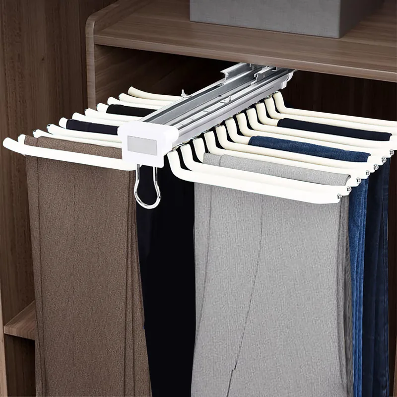 

Pull-out Type Trousers Steel Rack Pants Hanger Clothes Space Saving Organizers For Closet Hidden Storage Rack