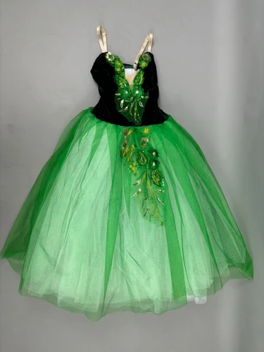 Imagen 2 del producto Adultos mujeres niñas vestido largo de bailarina niños actuación verde traje de baile de cisne tutú romántico falda de Ballet ropa