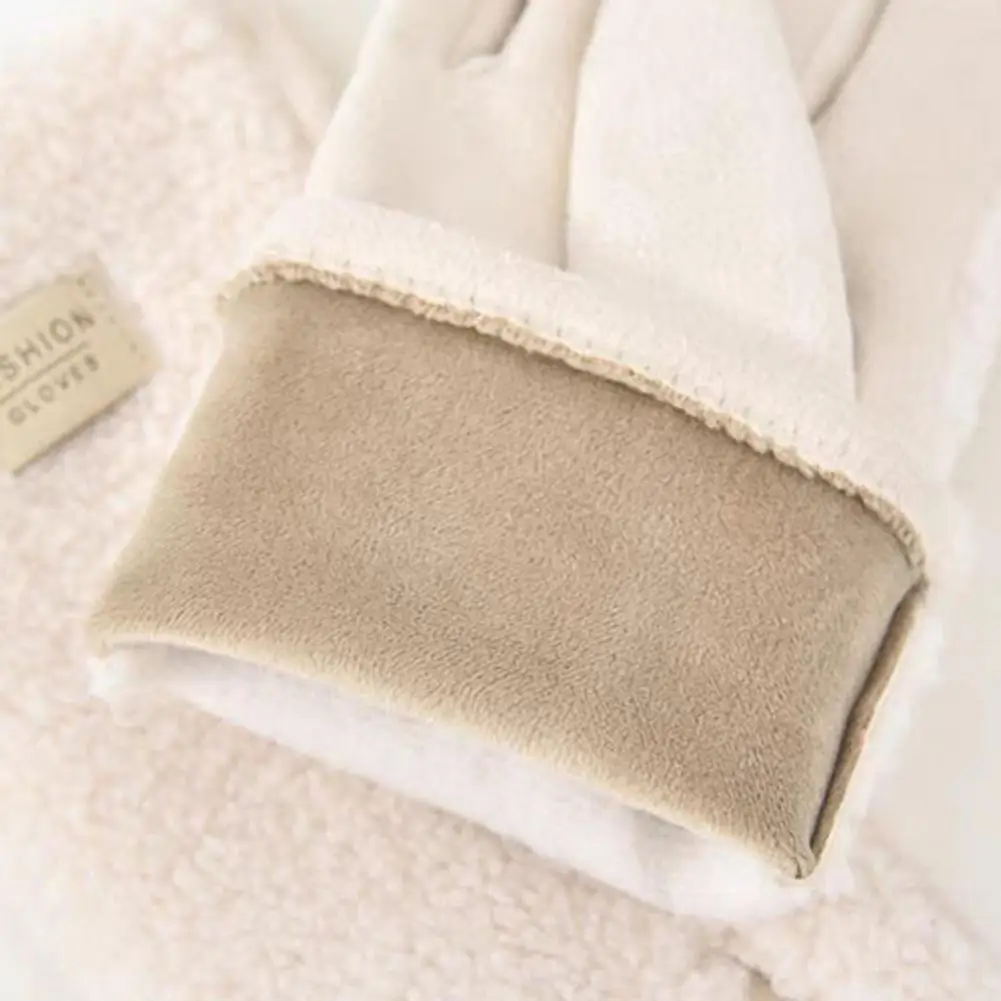 

Gloves Warm Women Winter Suede Fuzzy Touch Screen Gloves Solid Color Windproof Plush Lined Gloves for Driving Commuting Shopping