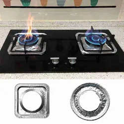 10pcs Gas Stove Tin Foil Protector Cover Non-stick Reusable Cooker Protective Aluminum Liner Stovetop Oil-proof Clean Pad Circle