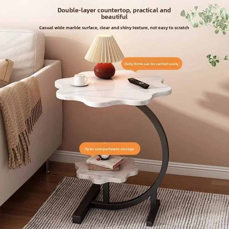 Image 3: Nouvelle table de style nordique, luxe léger, design moderne, table d'appoint de salon, table basse simple, table d'appoint de canapé, étagère de rangement tendance, plateforme de travail