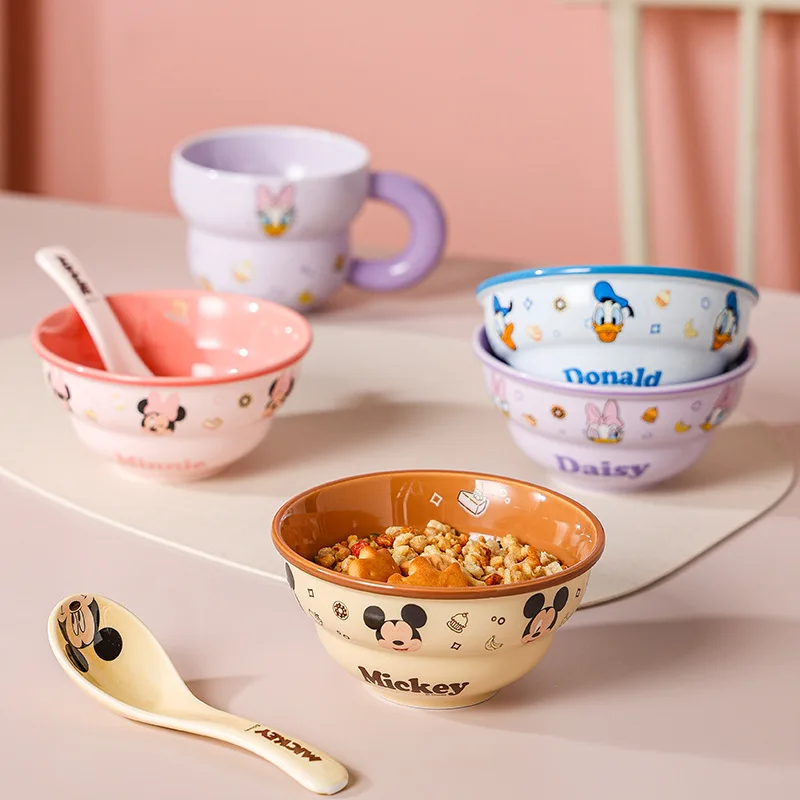 

Disney Cutlery Set Mickey Anime Cute Rice Bowl Cartoon Children'S Bowl Large Capacity Rice Soup Bowl Gift Ceramic Bowl Wholesale