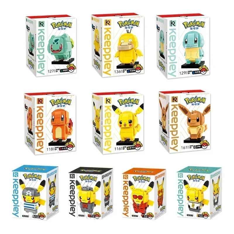 Keeppley Pocket Monster Pokemon Pikachu Psychk Charmander Assembly Block Children's Toys Kawaii Squirtle Model Gift Decoration