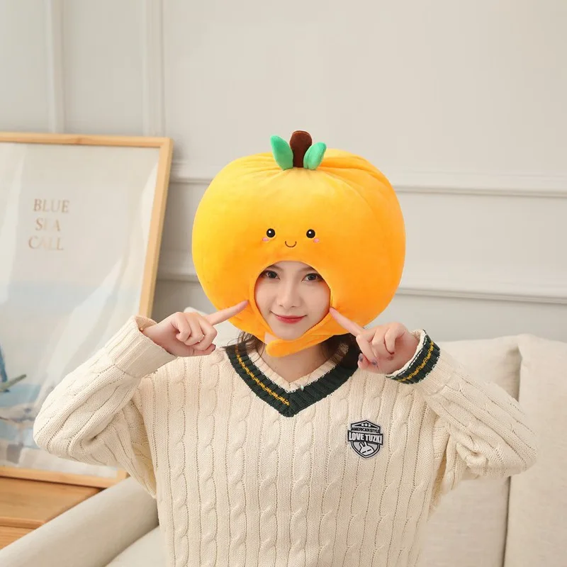 Cute Cartoon Fruit Shaped Hats orange  Headwear Photography Props Multi Styles No Brim round Top Caps for Teens