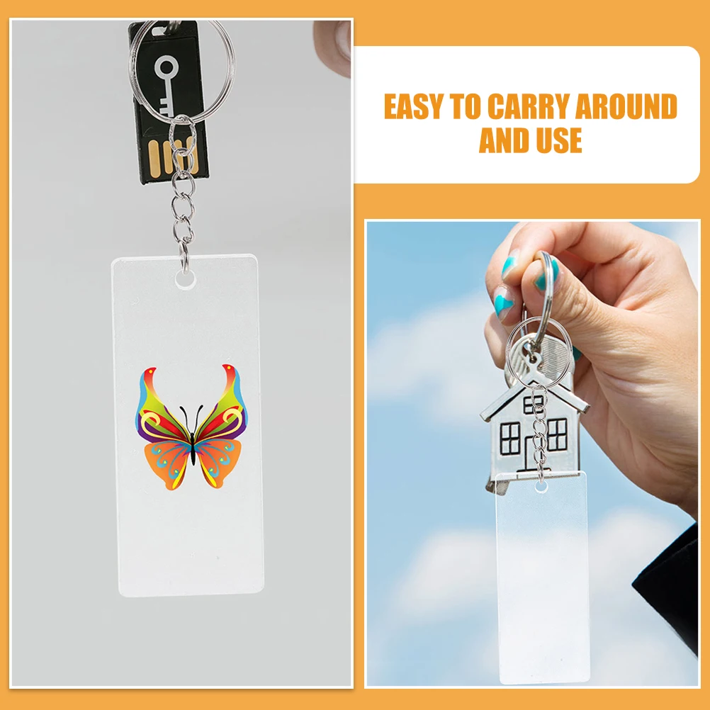 

120 Rectangular Acrylic Keychains Blank DIY Lightweight Portable Decorative Pendants Accessories Jewelry Making