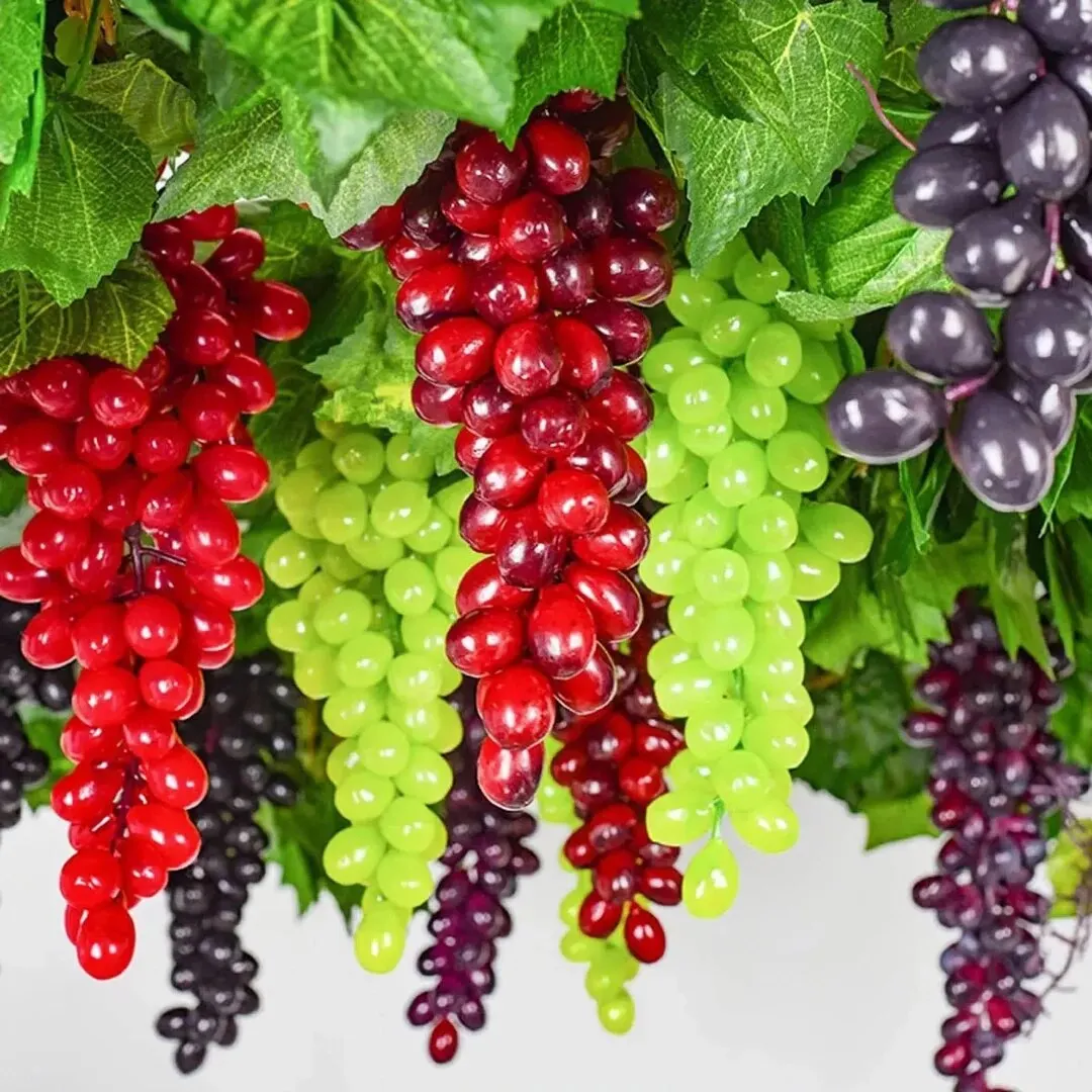 Simulation Grape String Artificial Fruit Decoration Hanging PlasticGrapes Fake Ornament with PVC Material for Home Decor