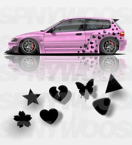 

Необычная графическая вышивка в виде сердца автомобиля, графическая виниловая наклейка со стороны грузовика, черный виниловый дизайн