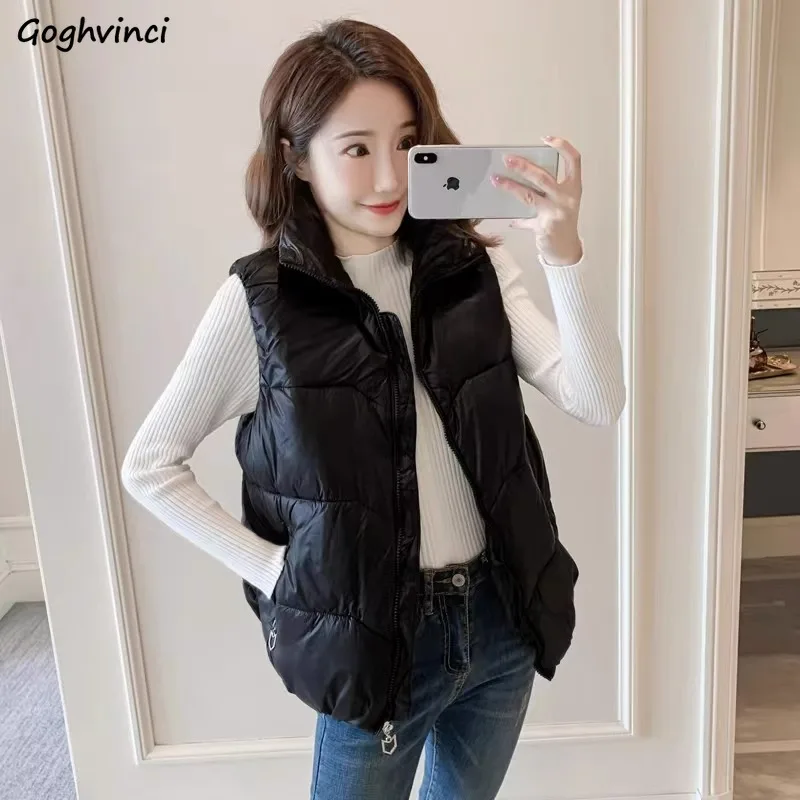 

Cotton Vests Women Solid Chic Minimalist Style Slouchy Wind-proof All-match Daily Autumn Winter Coats Trendy Warm New Clothing
