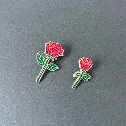 Hermosos broches de rosas rojas, alfileres decorativos de Metal de Color dorado a la moda, adornos para bolsa de lápices y ropa