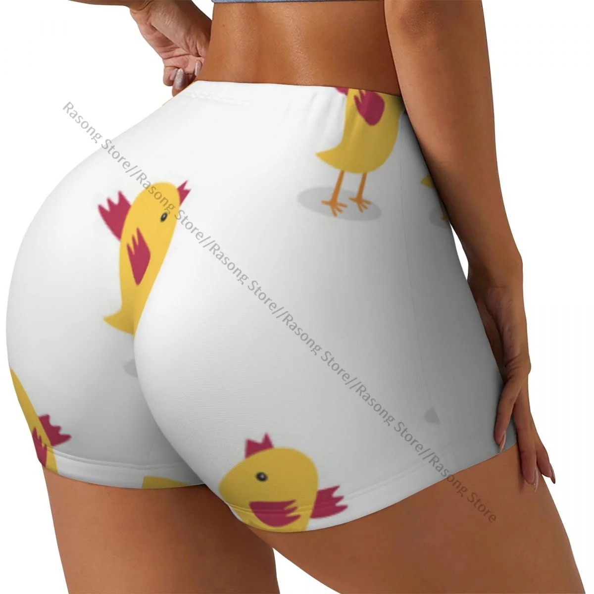 

Женские шорты для йоги, желтые шорты с рисунком цыплят, быстросохнущие шорты для фитнеса, женские шорты для йоги, тренажерного зала, бега, спортивная одежда