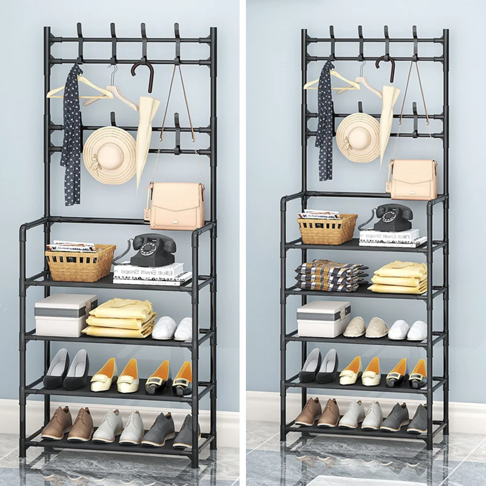 Shoe Hat Rack Clothes Hanger Multi-Layer Shoe Rack Doorway Organizer Floor-Standing Storage Rack