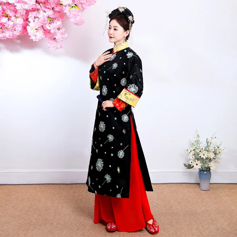 

Флаг династии Цин Gege, одежда Manchu, этнический королевский Фудзин, древний костюм, киностудия, фотография, Cheongsam Lady