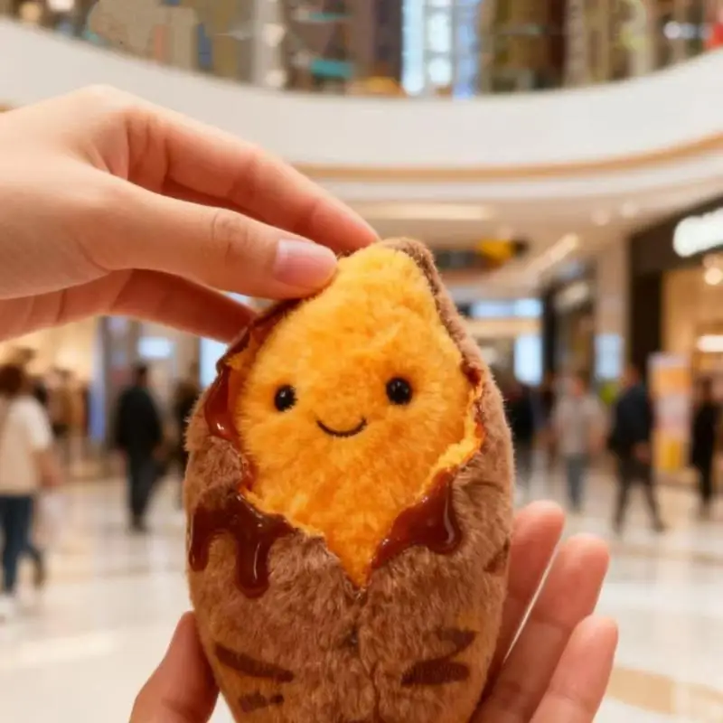 NEW Creative Roasted Sweet Potato Plush Doll Keychain Cartoon Simulated Food Stuffed Doll Pendant Decorative Accessories Gifts