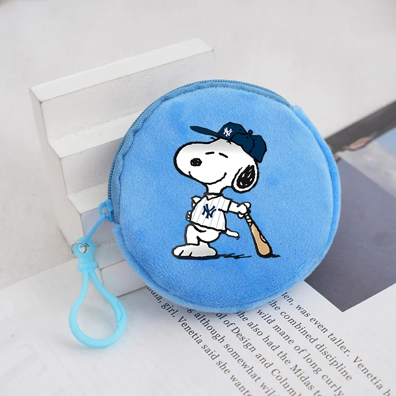 Snoopy Kid Plush Coin Purse Kawaii Round Mini Wallet Peanuts Comic Characters Zipper Purse Boys Girls Money Bags Child Xmas Gift