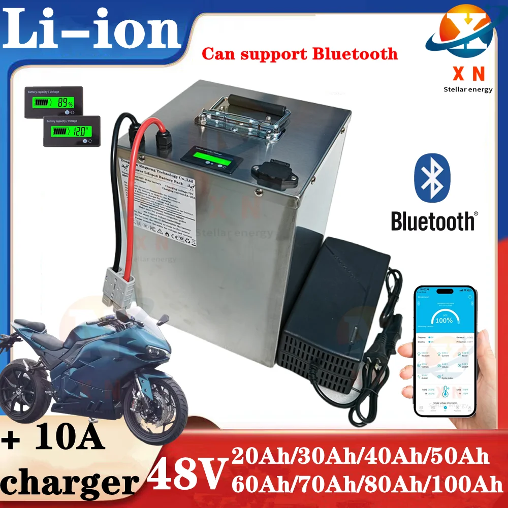 48V 100Ah 80Ah 70Ah 60Ah 50Ah 40Ah 30Ah 20Ah Lithium Ion Battery for 1kw 2kw 3kw electric two three wheel +Charger