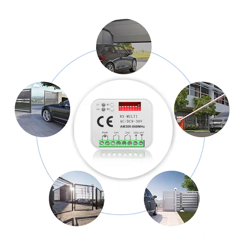 Remote Control Switch Receiver 300-868MHz 433MHz Receiver Universal AC/DC 9-30V For Garage Door Control Garage Command